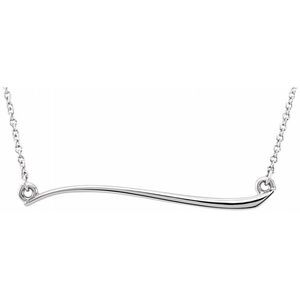 14k White Gold 36mm Freeform Bar Necklace, 17.5 Inch